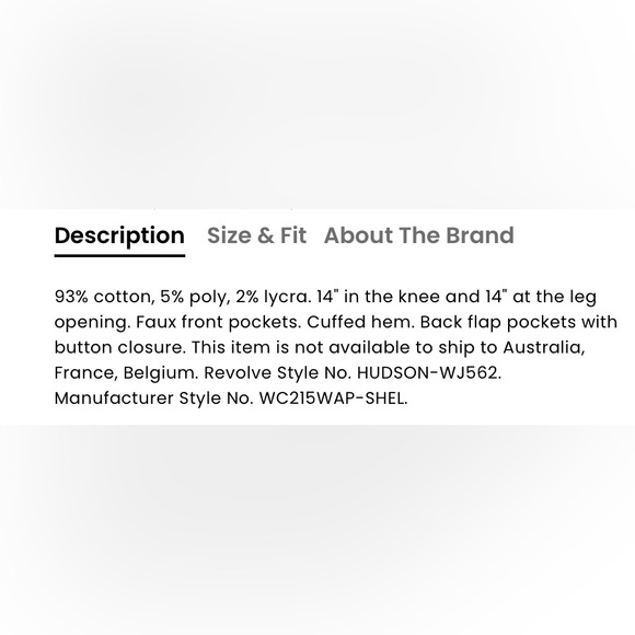 HUDSON Jeans Ginny Crop Straight w Cuff White Denim Pants Womens 26 - Picture 13 of 13